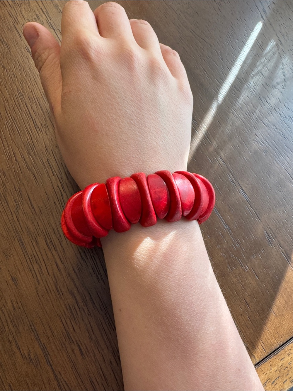 Bold Red Chunky Bead Stretch Bracelet